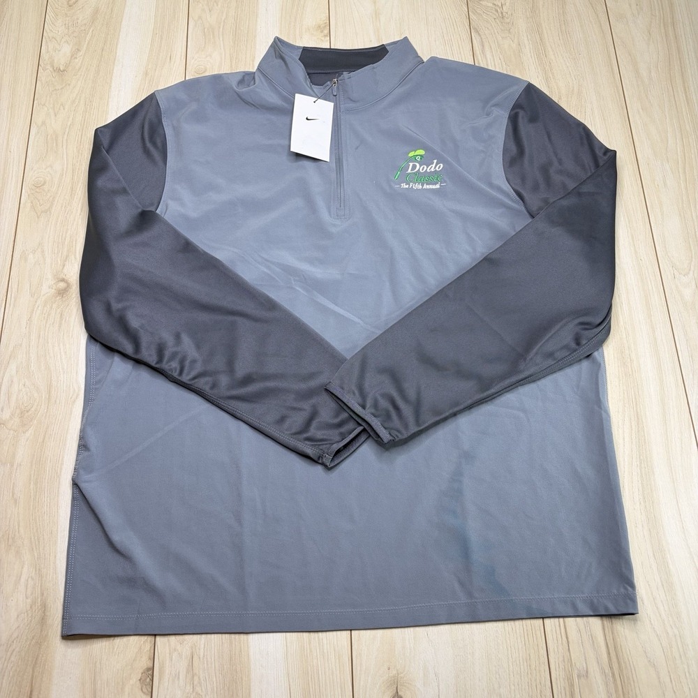 Nike Men Dri-Fit Quarter Zip Pullover Sweater Gray Size XL Embroidery Sports NWT - Picture 1 of 15